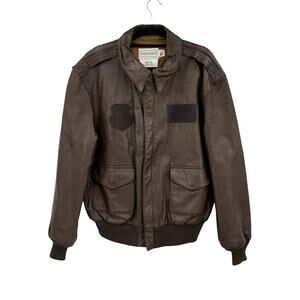 Vtg A-2 Bomber Flight Jacket Saddlery Cooper 46L Brown Goatskin Leather USA 80’s